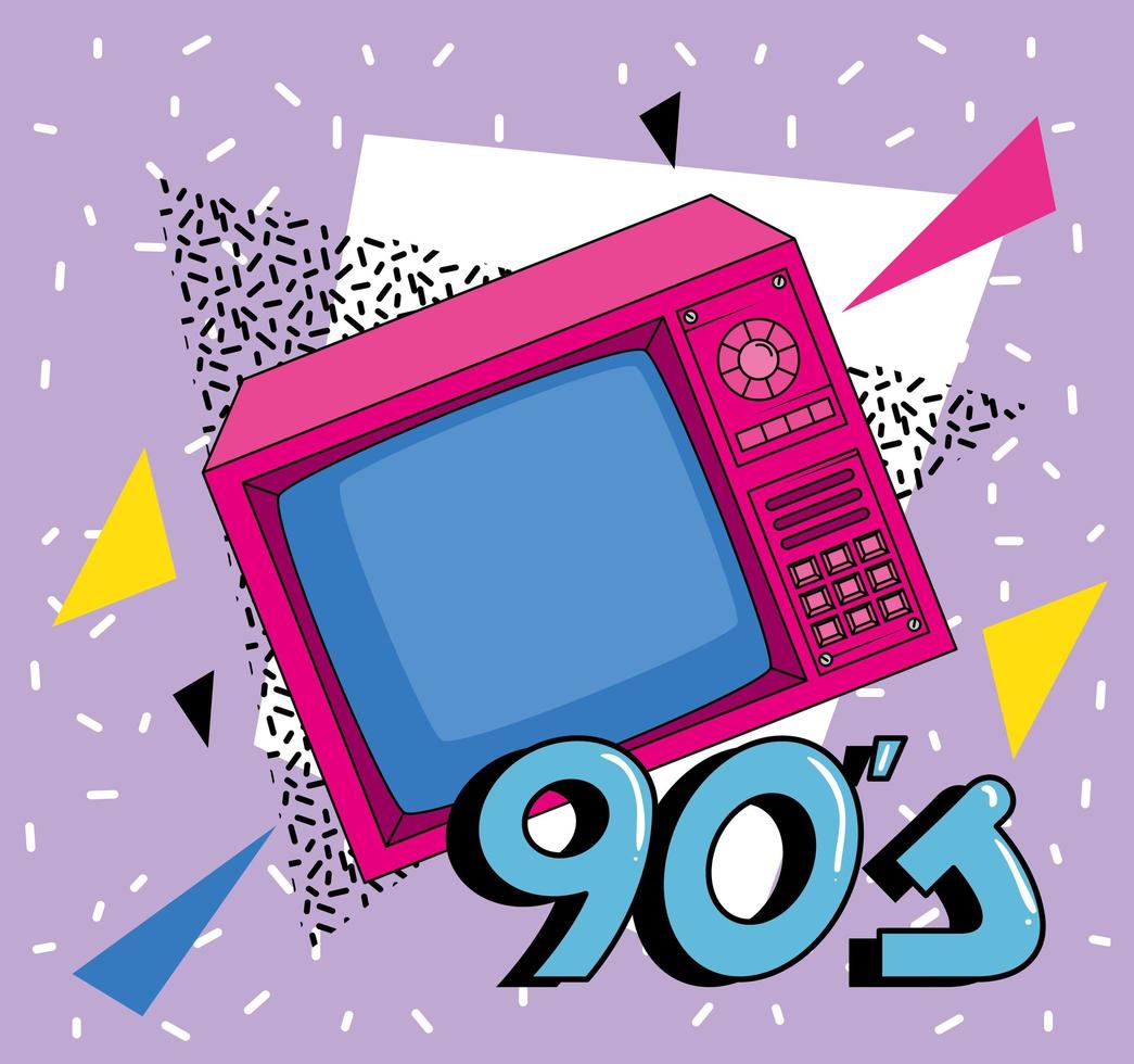 tv of nineties retro style isolated icon vector