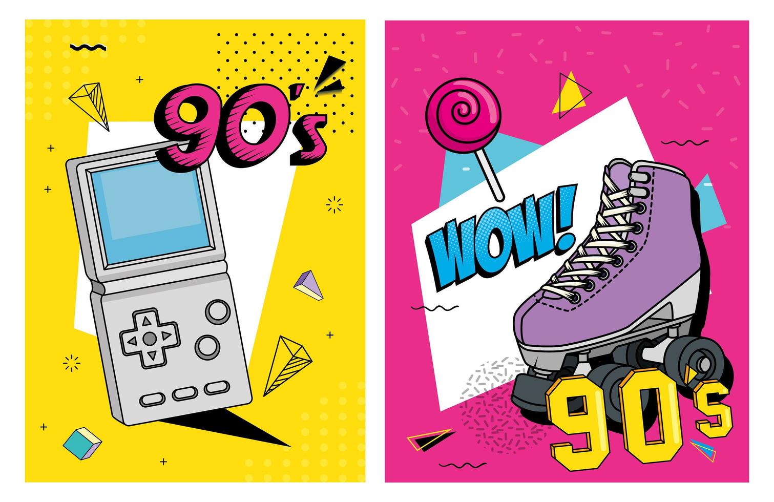set poster of nineties retro style with icons vector