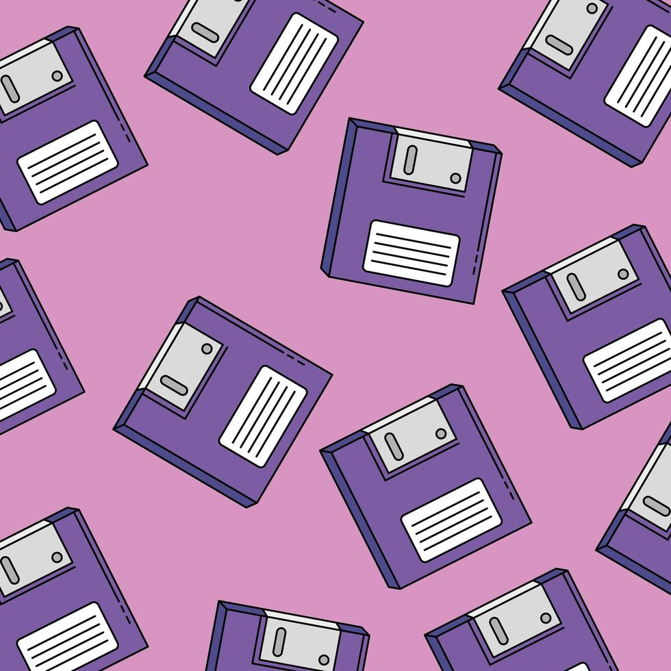 background of floppies of nineties retro style vector
