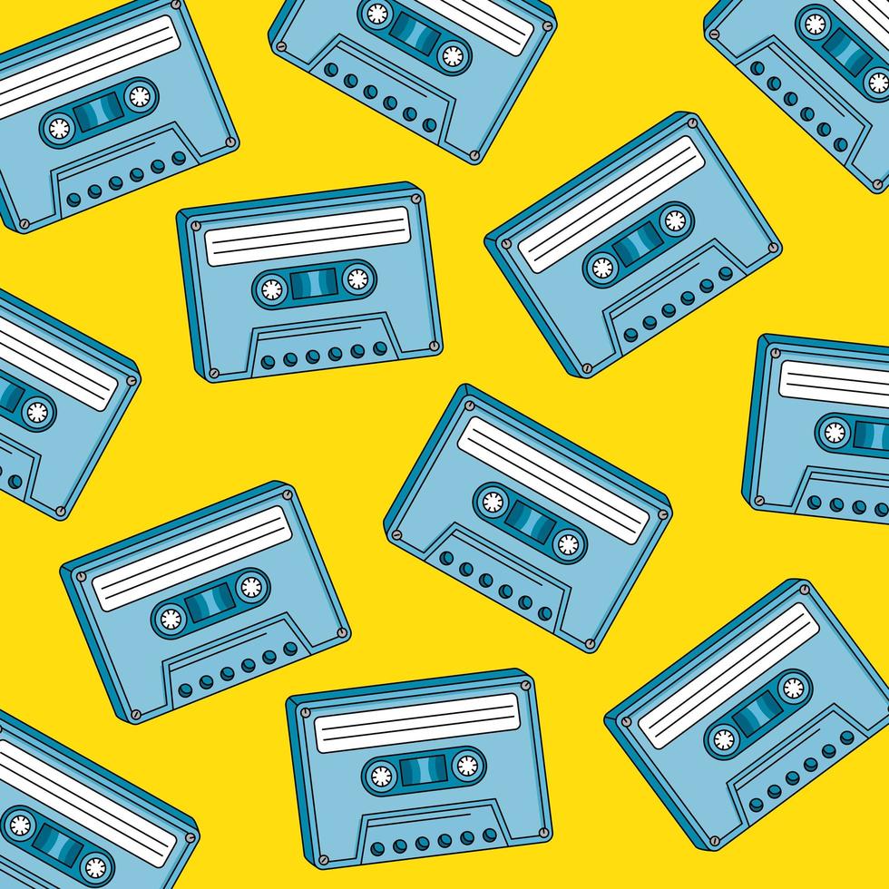 background of cassettes of nineties retro style vector