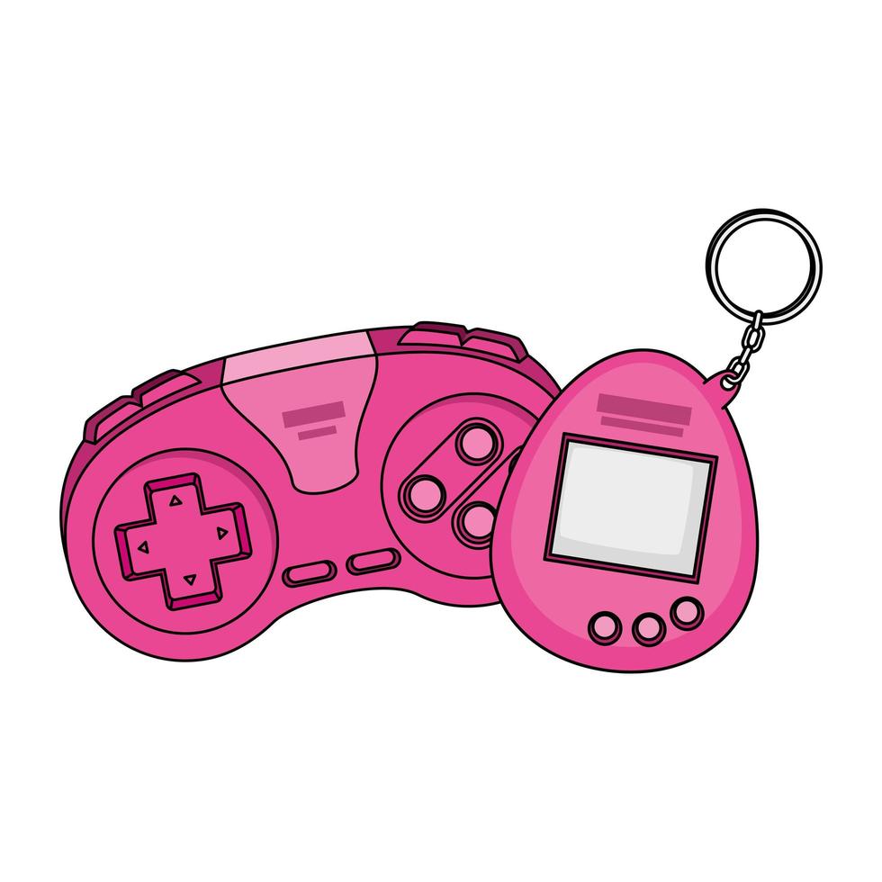 control with video game mascot of nineties style isolated icon vector