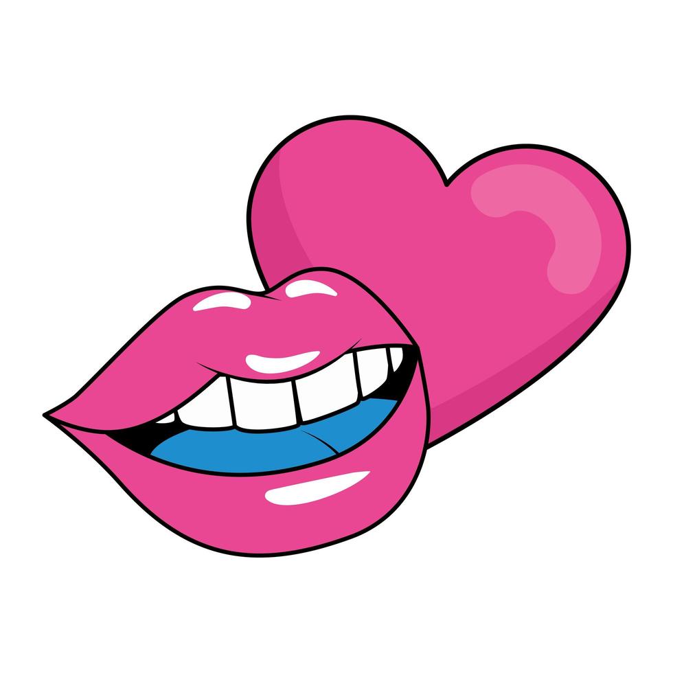 sexy lips with heart isolated icon vector