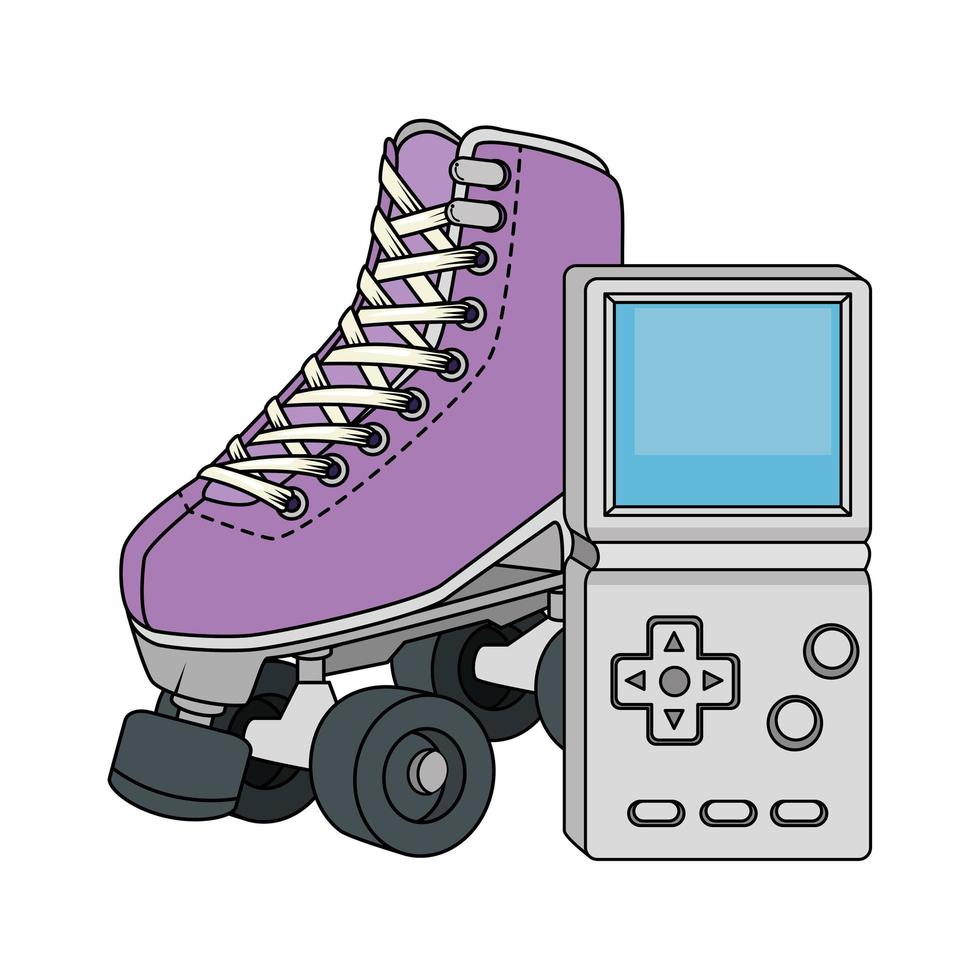 roller skate with video game handle nineties style vector