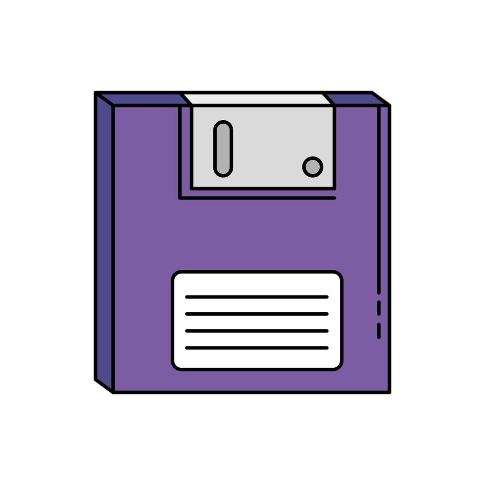 floppy nineties retro style isolated icon vector