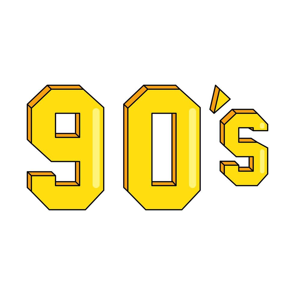 nineties sign retro style isolated icon vector