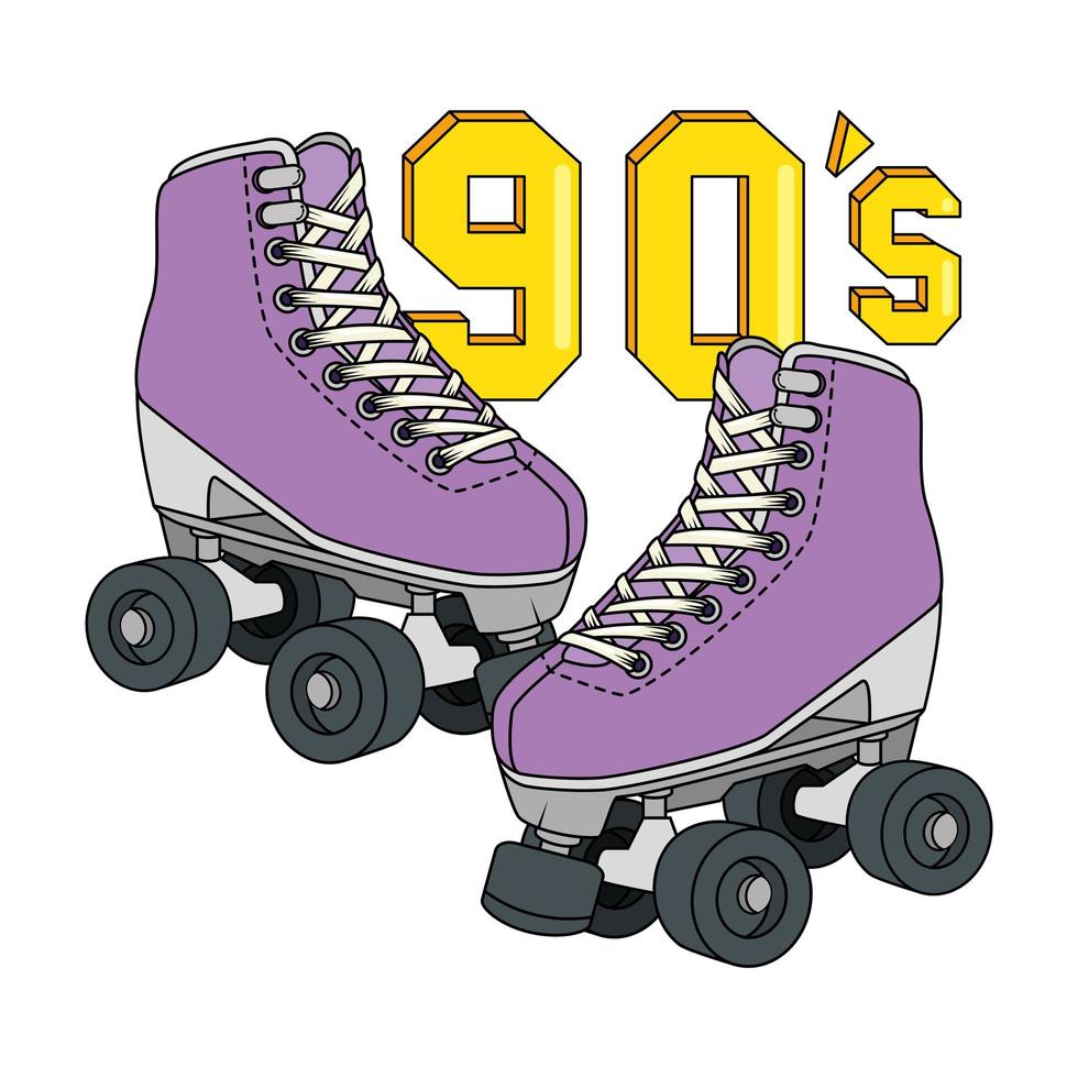 roller skate nineties retro isolated icon vector