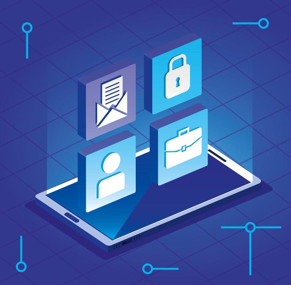 smartphone device with app menu isolated icon vector