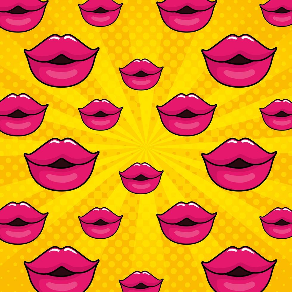 fondo de labios sexy iconos de estilo pop art vector