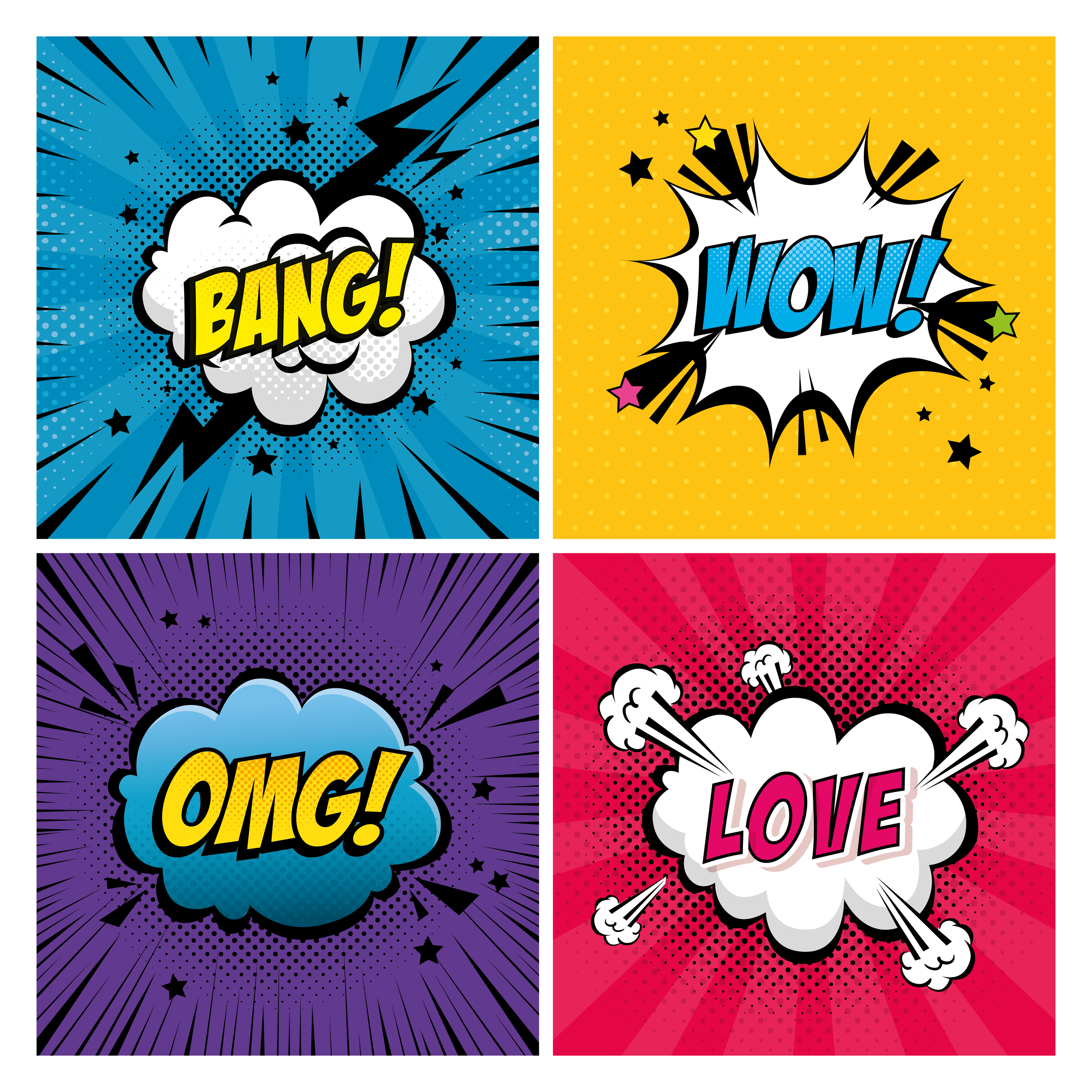 set of expressions style pop art 4310335 Vector at Vecteezy