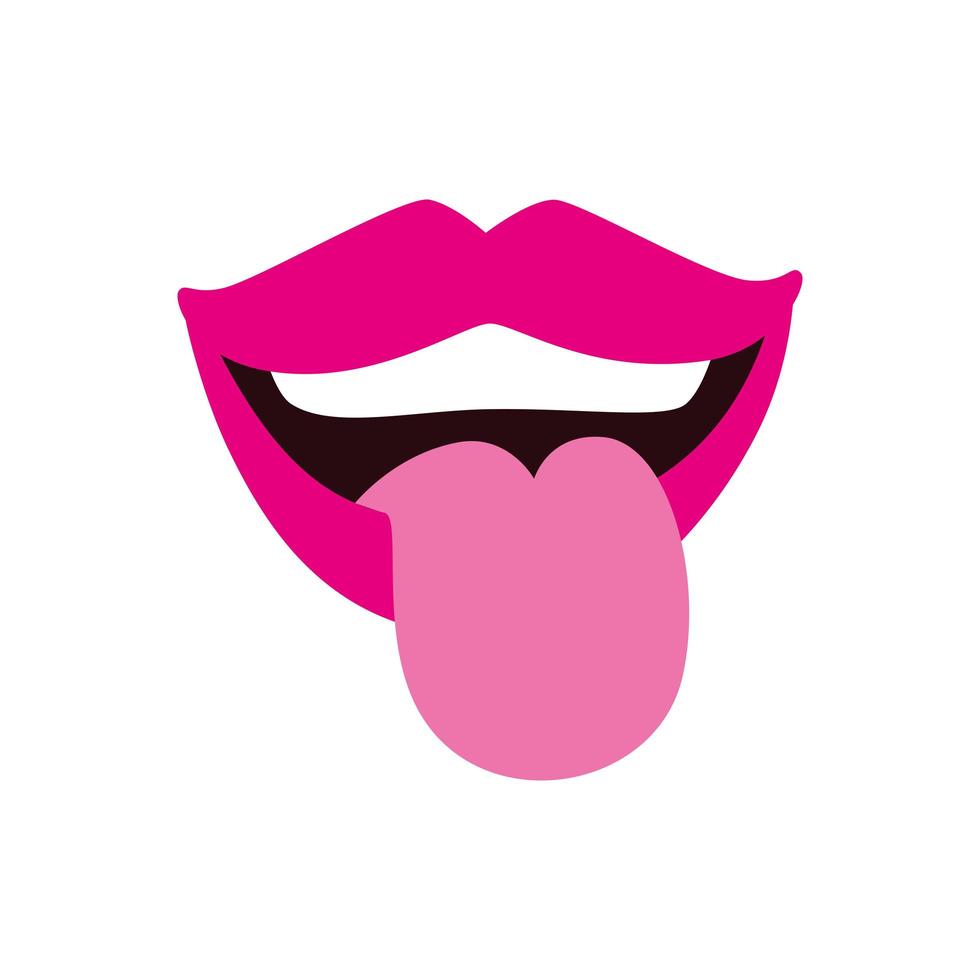 sexy mouth with tongue out pop art style icon vector