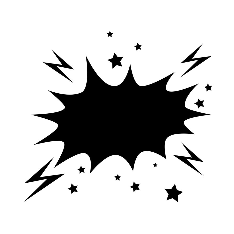 silhouette of explosion with thunderbolts pop art style icon vector