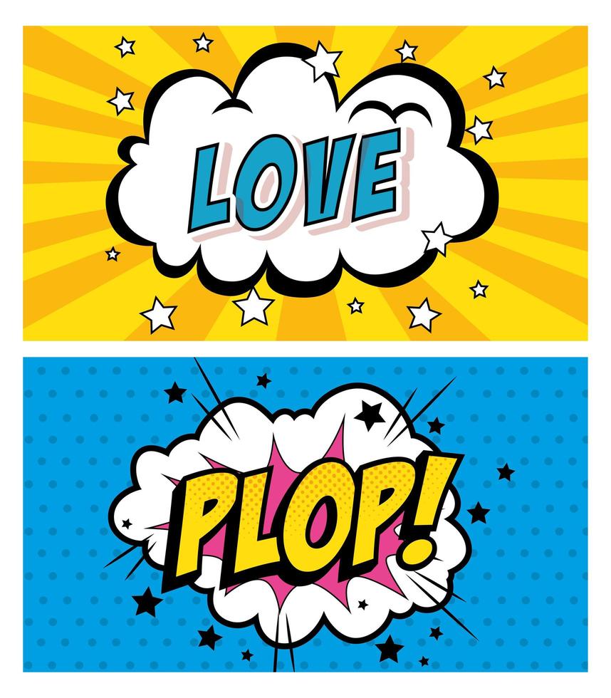 set of expressions style pop art vector