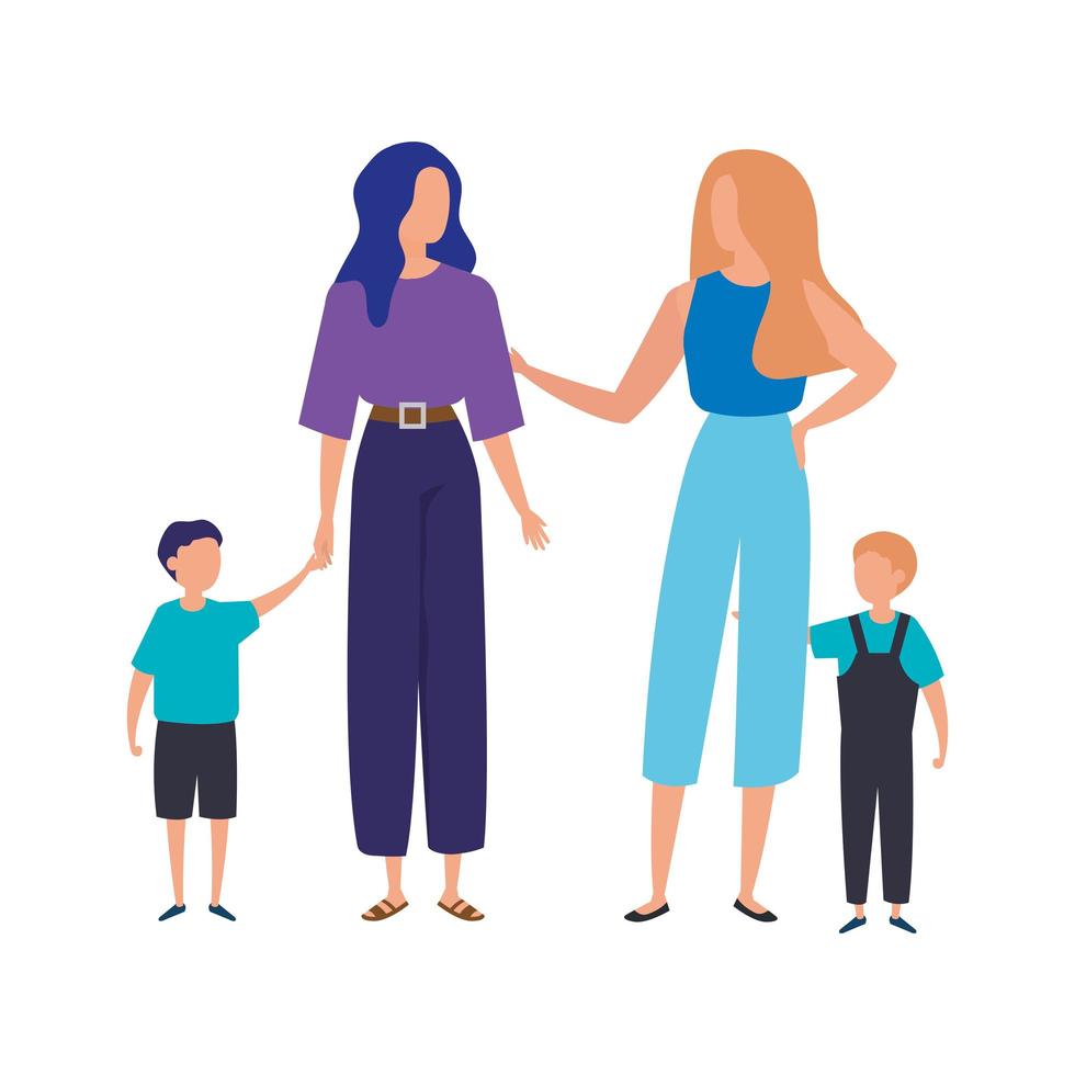 mothers with sons avatar characters vector