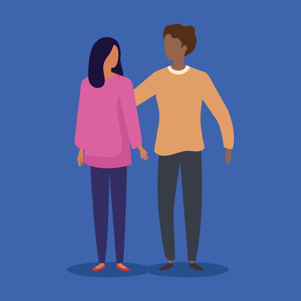 young couple avatar character icons vector