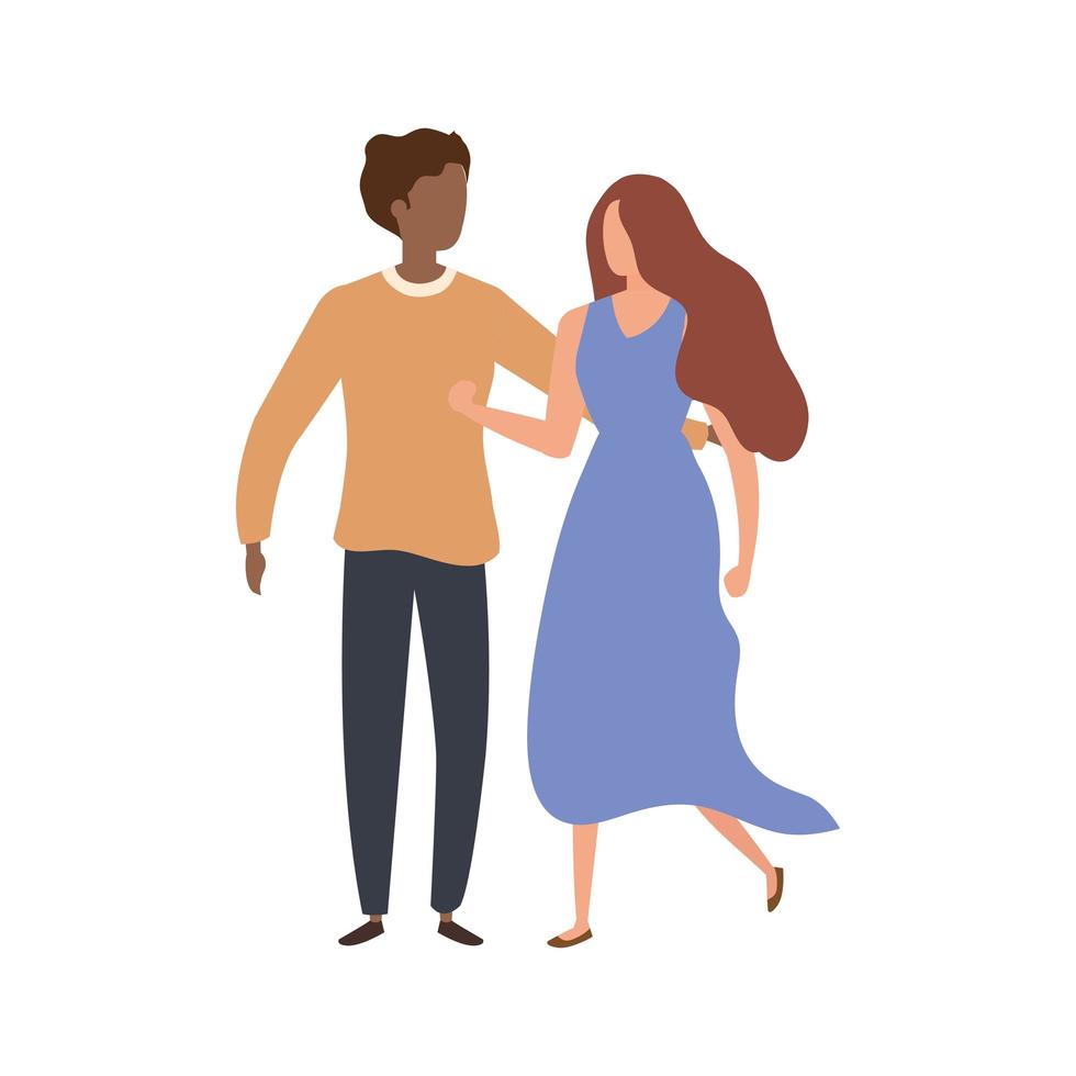 young couple avatar character icons vector