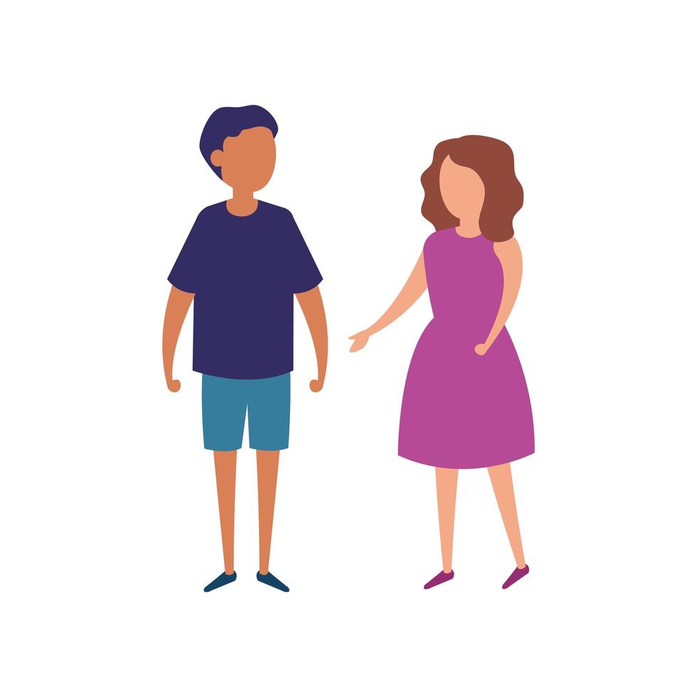 cute couple kids avatar characters vector