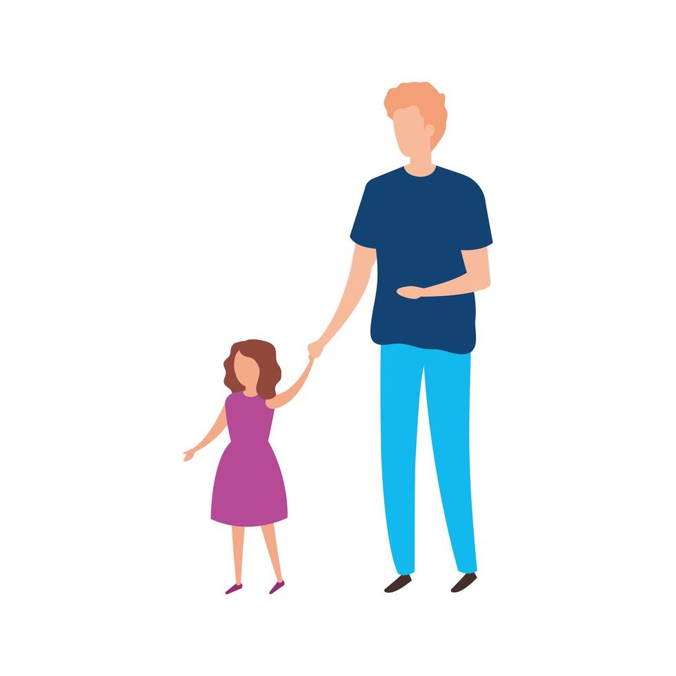 father with daughter avatar characters vector