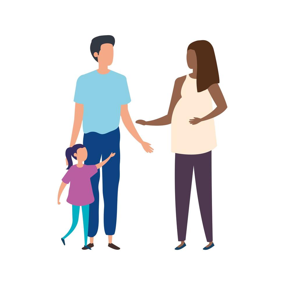 parents with daughter avatar characters vector