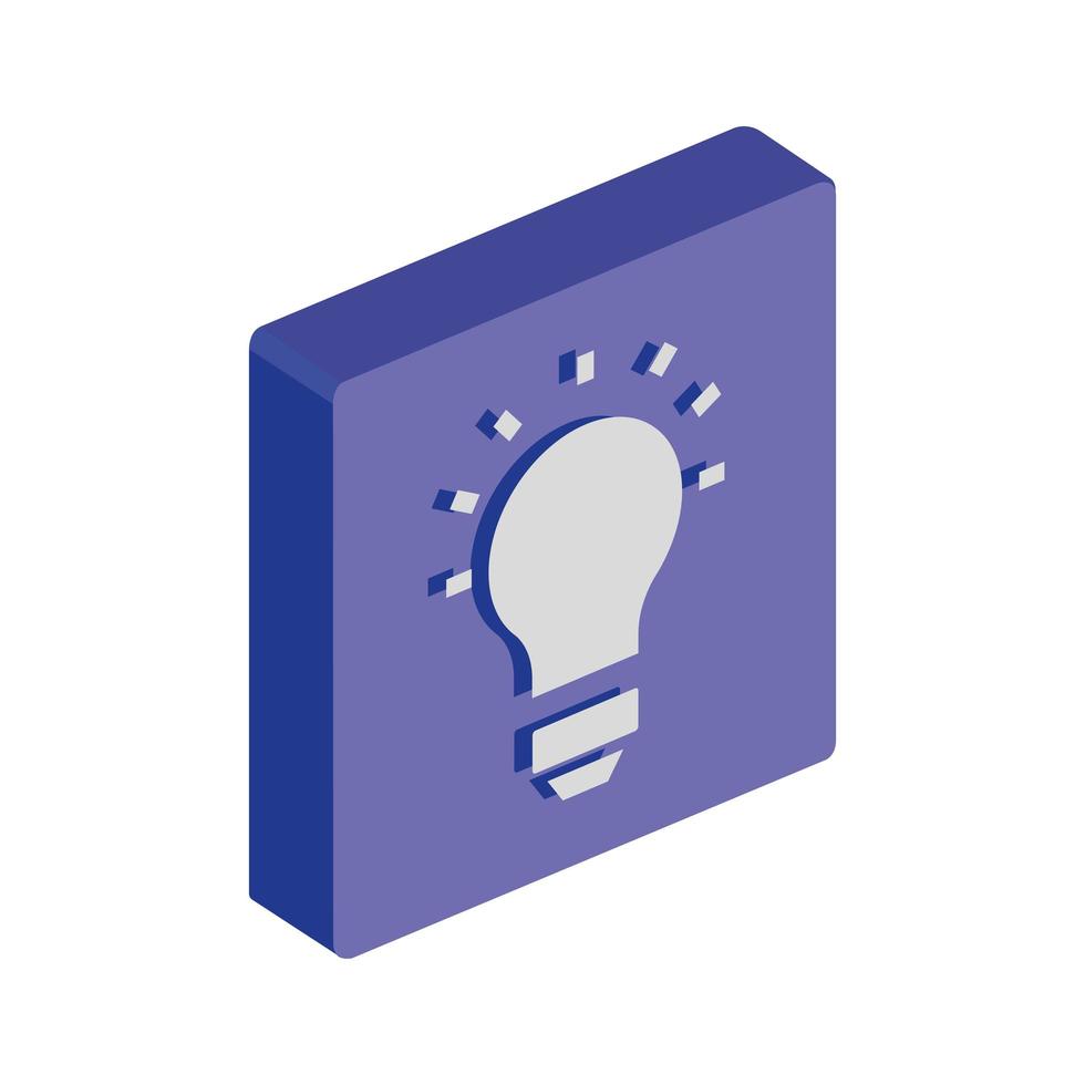 button with light bulb idea isolated icon vector