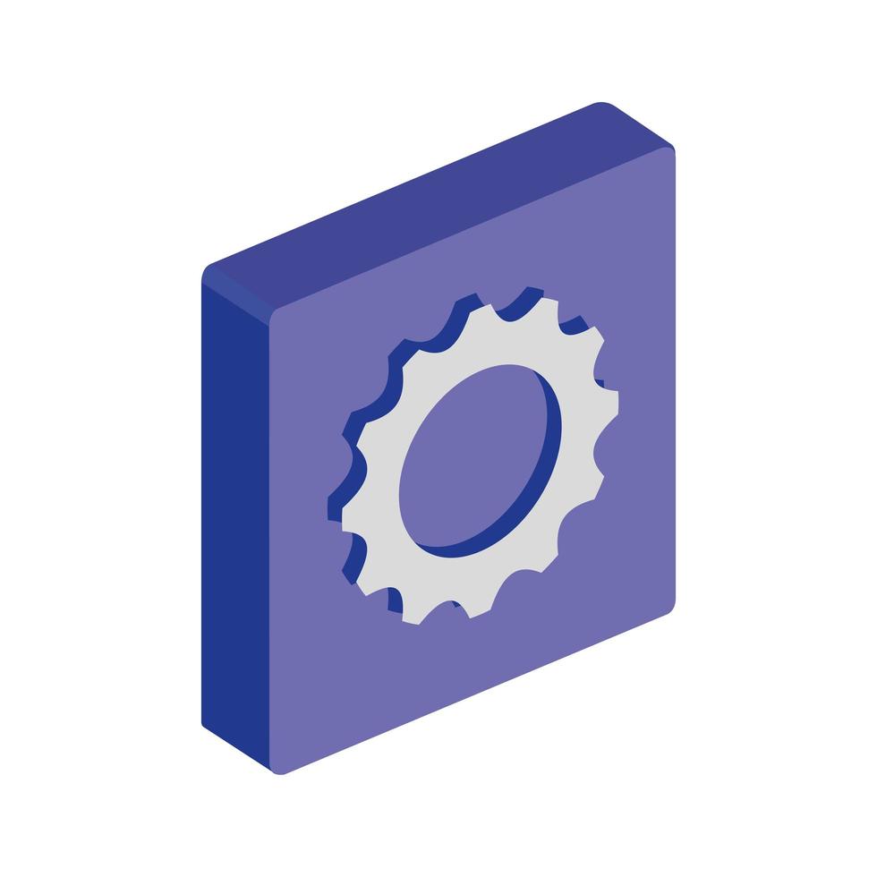 button with gear pinion isolated icon vector