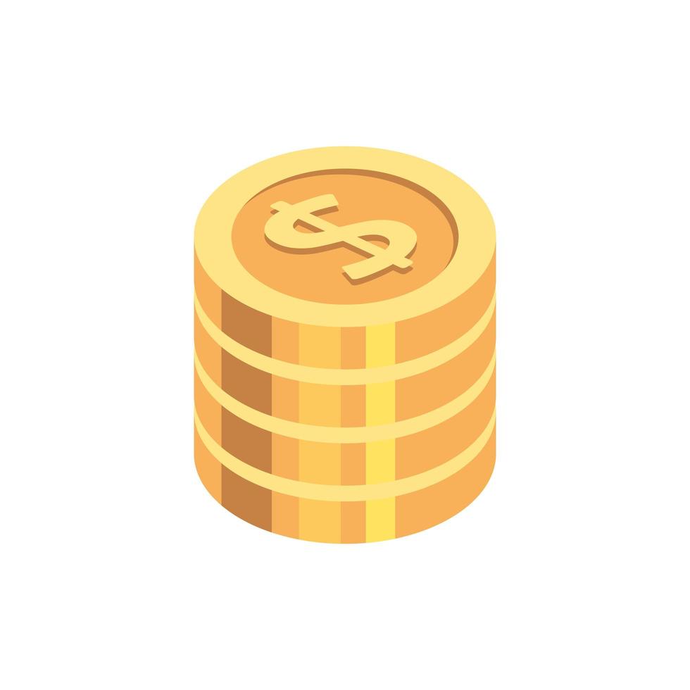 stack of coins money cash isolated icon vector