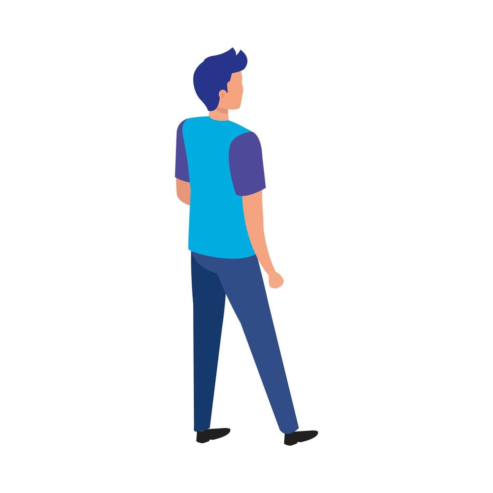 back young man avatar character icon vector
