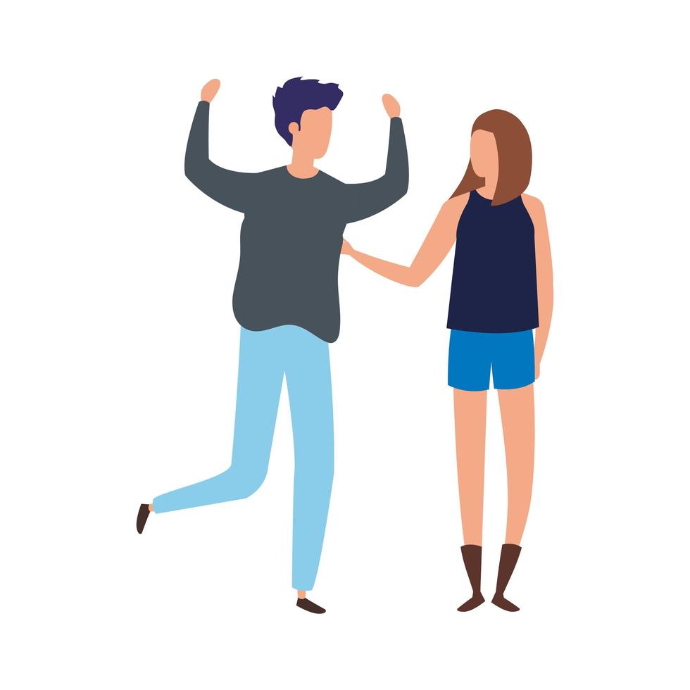 young couple avatar character icons vector