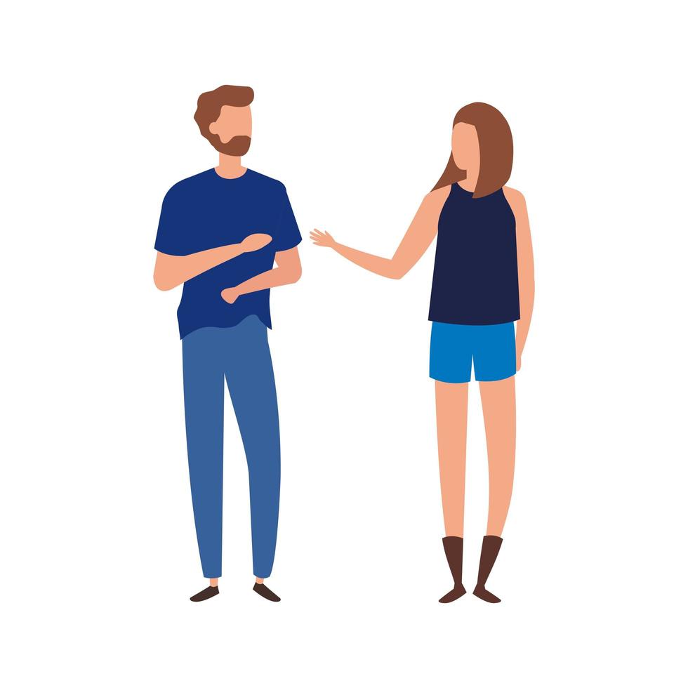 young couple avatar character icons vector