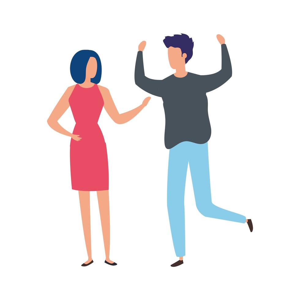 young couple avatar character icons vector