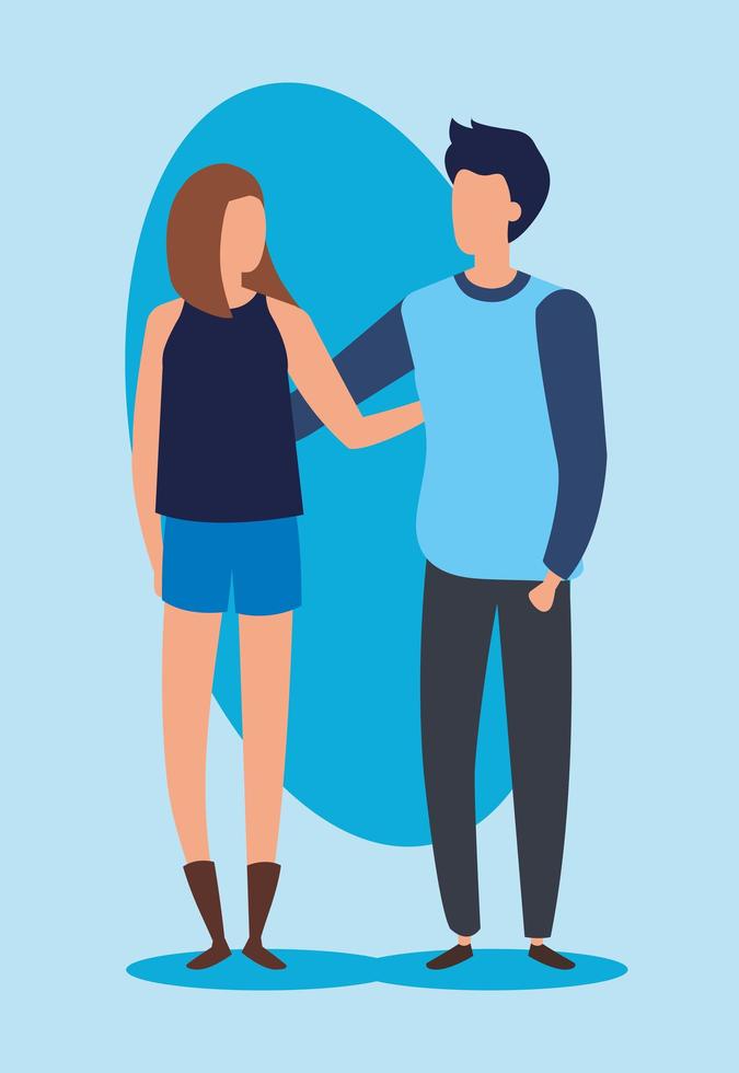 young couple avatar character icons vector
