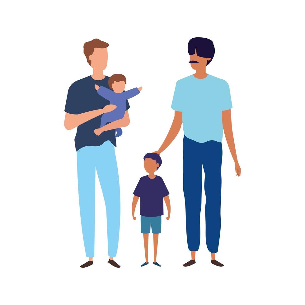 men with sons avatar character vector