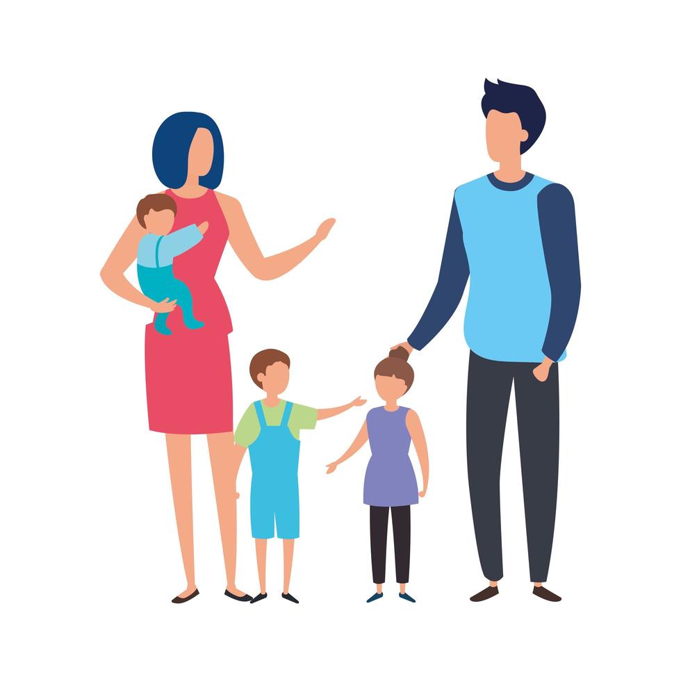 parents with sons avatar characters vector