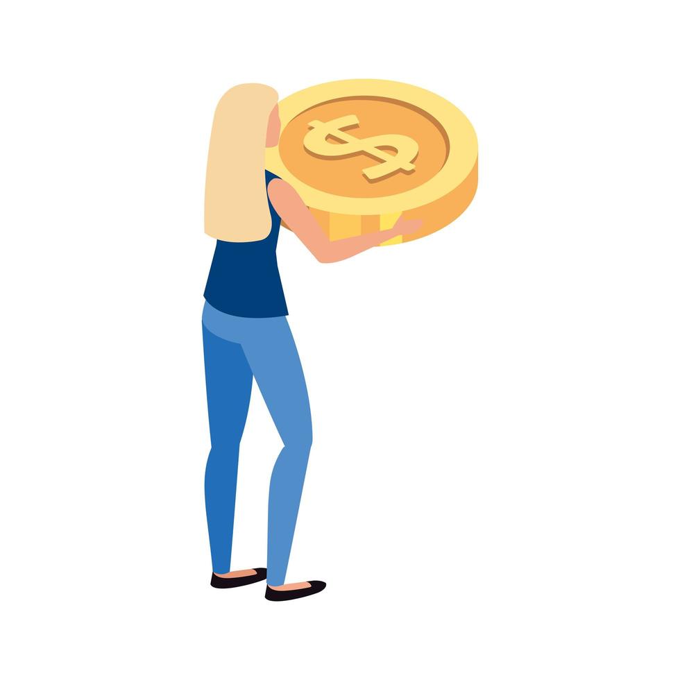 beautiful woman with money coin vector