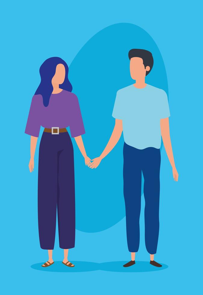young couple avatar character icons vector