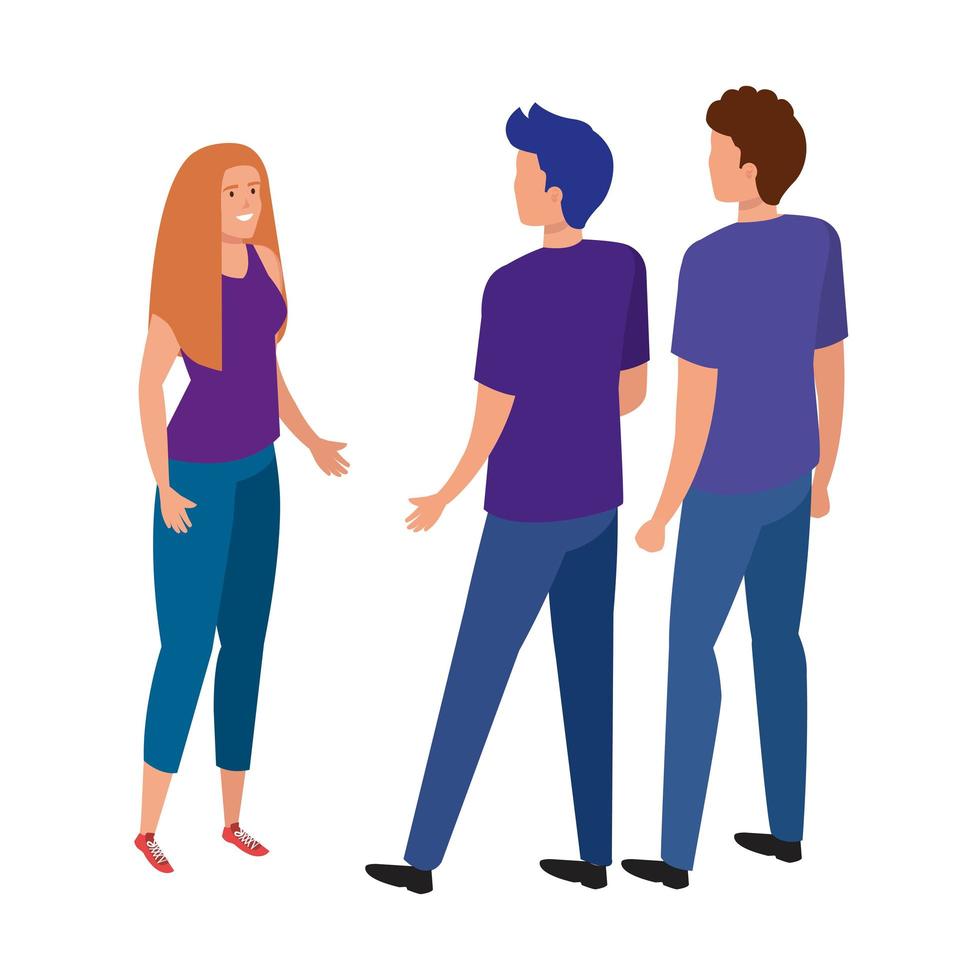 group of young people avatar character vector