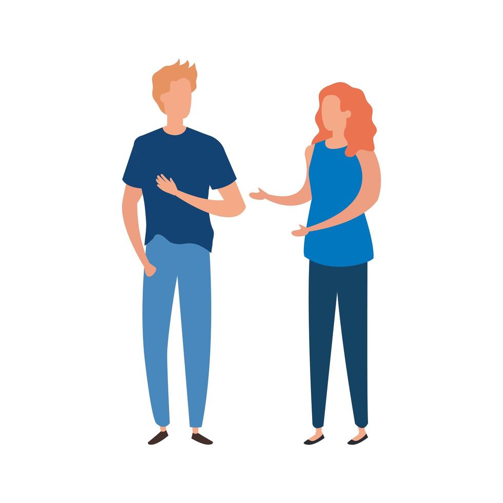 young couple avatar character icons vector