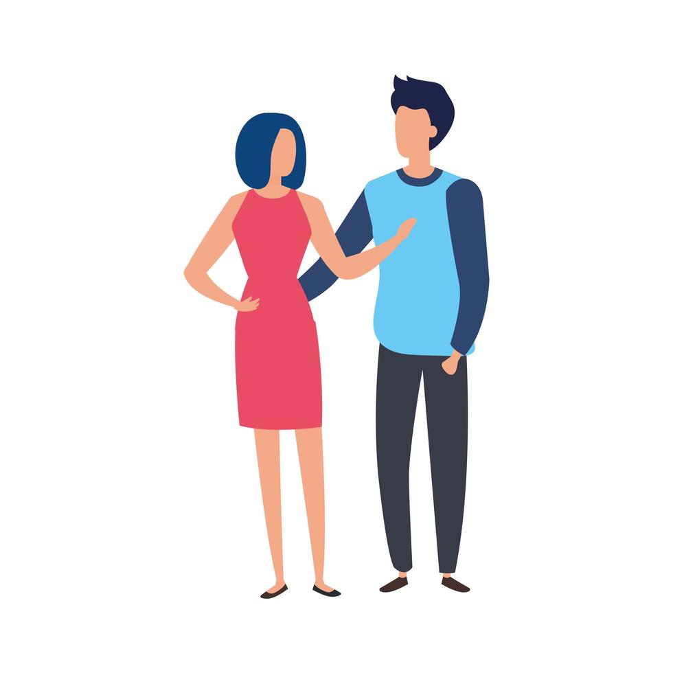 young couple avatar character icons vector
