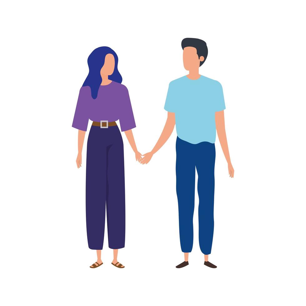 iconos de personaje de avatar de pareja joven vector