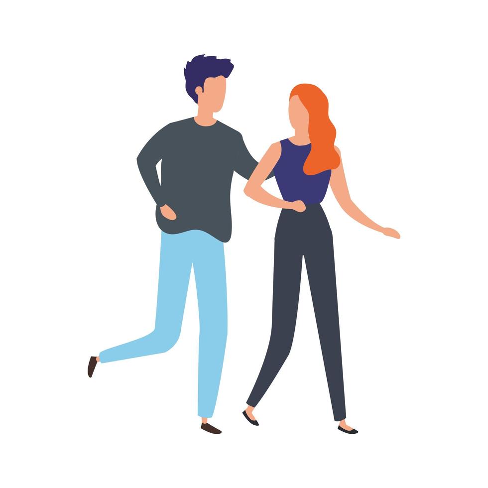 young couple avatar character icons vector