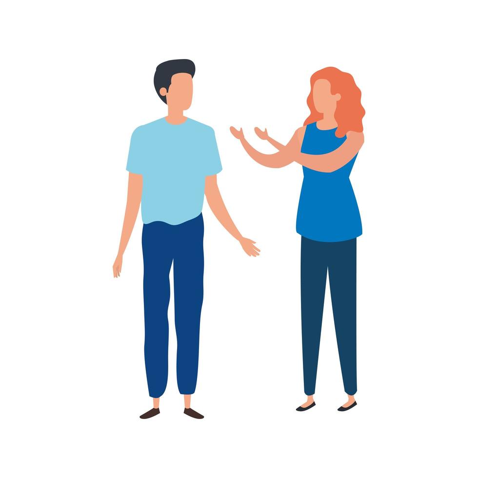 young couple avatar character icons vector