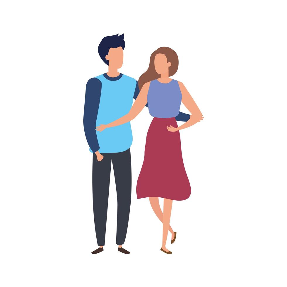 young couple avatar character icons vector