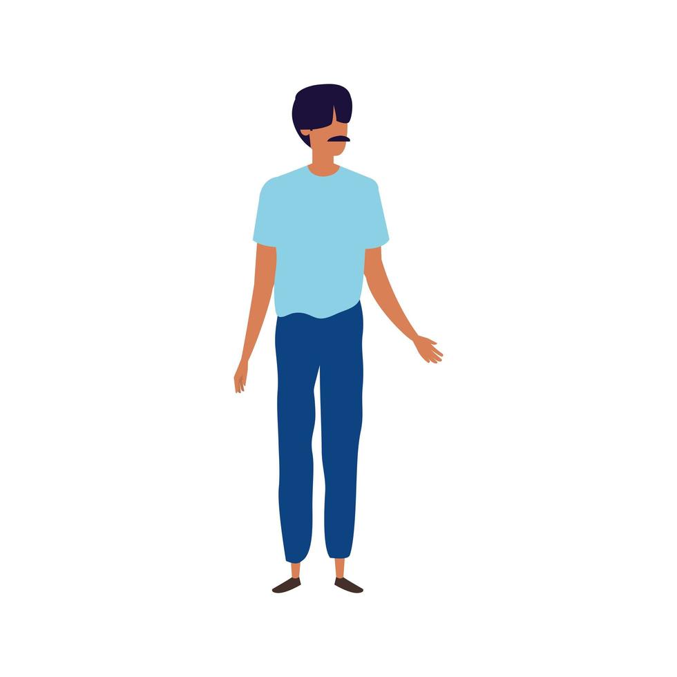 Hombre joven con icono de personaje de avatar de bigote vector