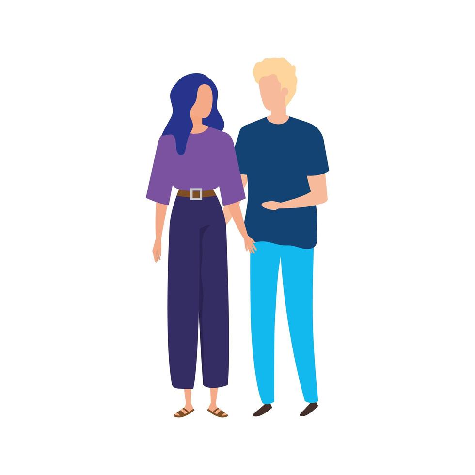 iconos de personaje de avatar de pareja joven vector