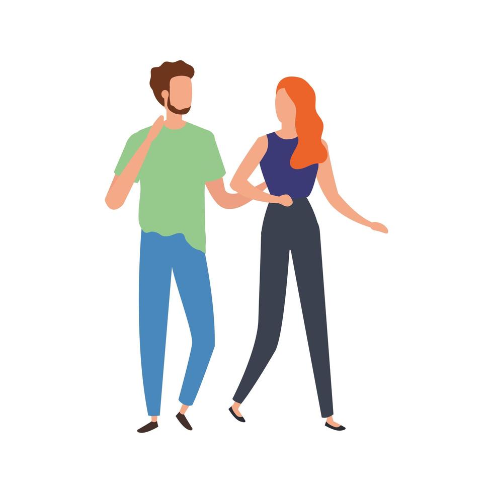 young couple avatar character icons vector