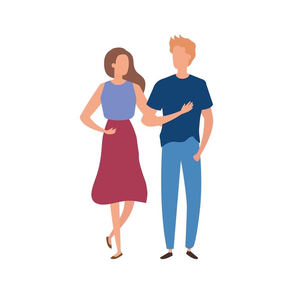 young couple avatar character icons vector