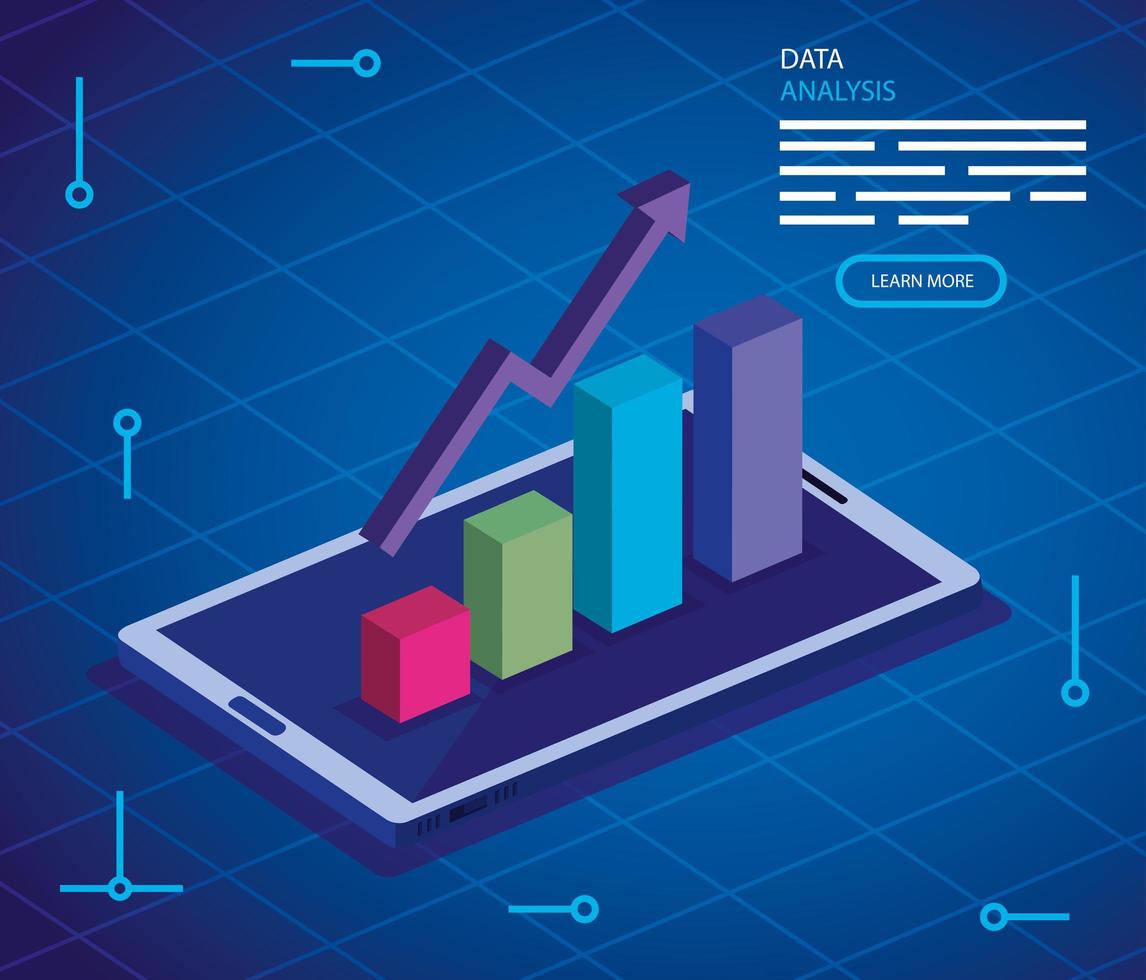 analysis data with smartphone and infographic vector