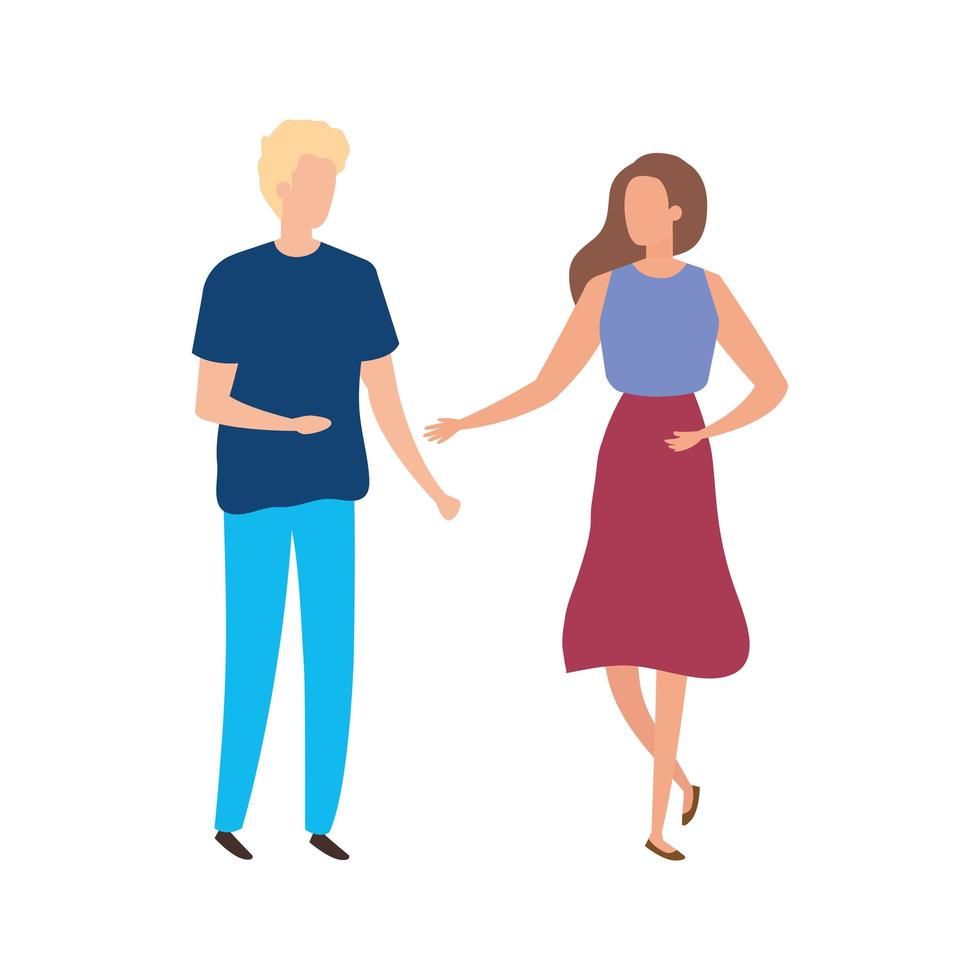 young couple avatar character icons vector