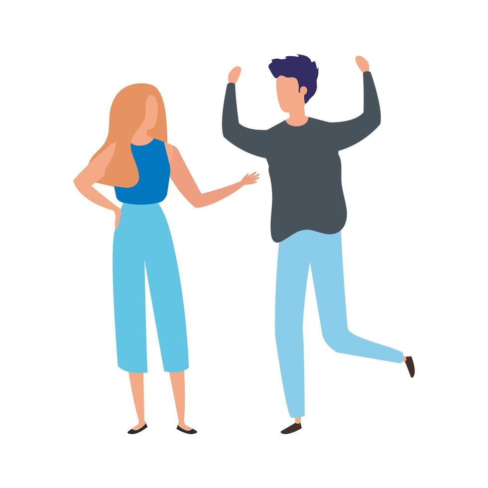 young couple avatar character icons vector