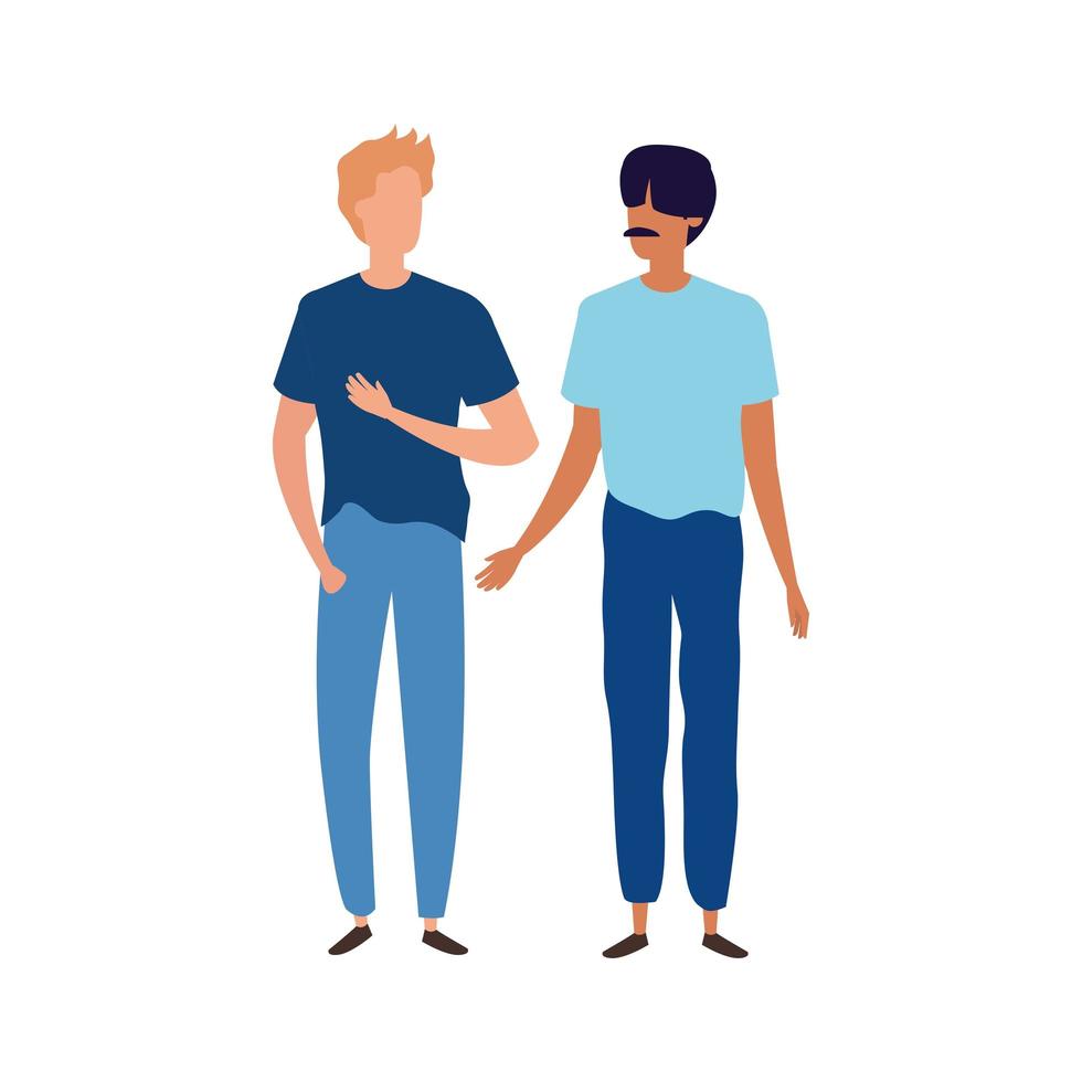 young men avatar character icons vector