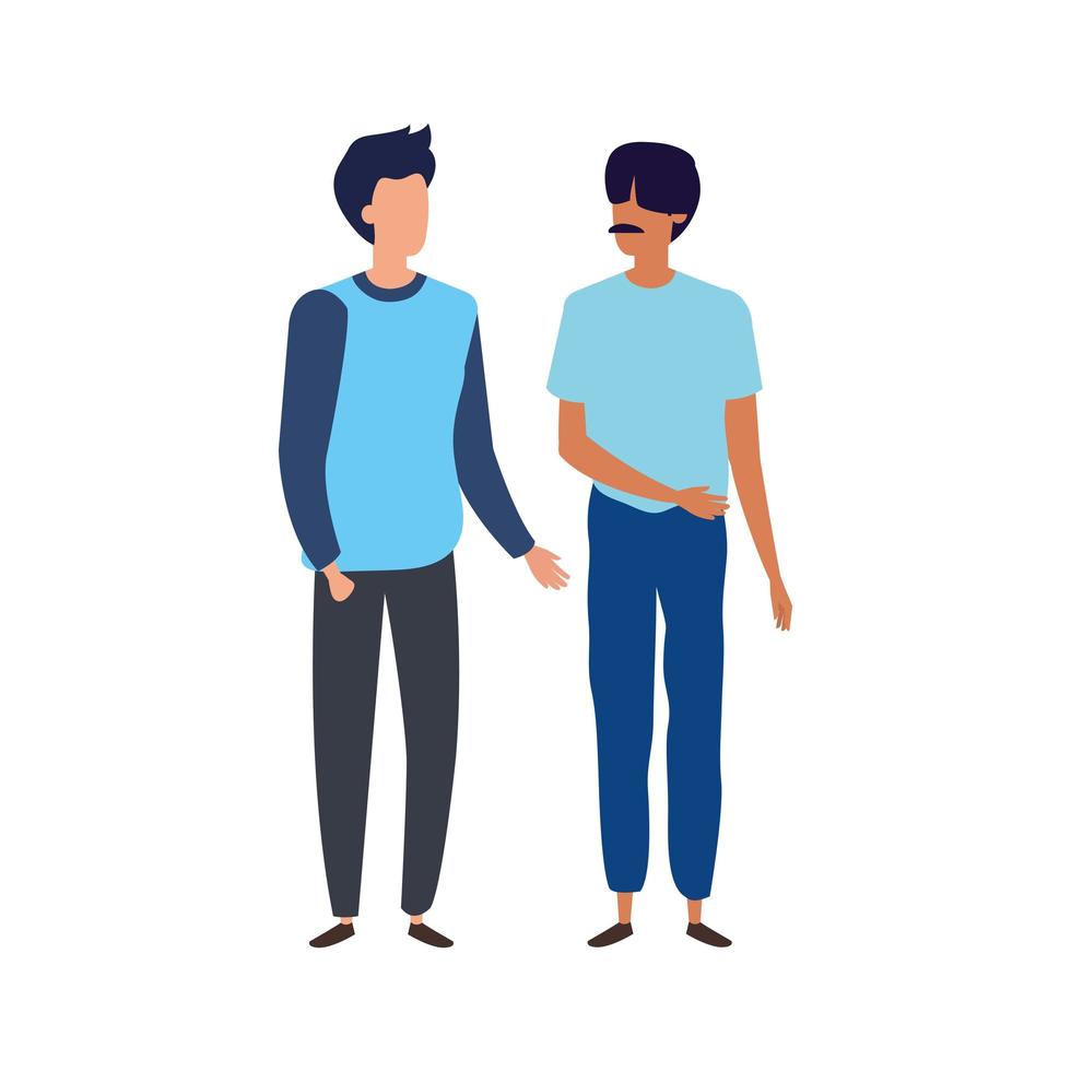 young men avatar character icons vector